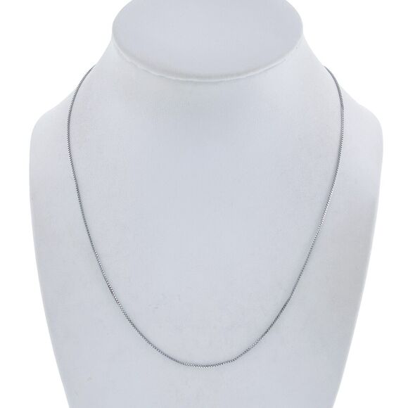 Vintage Italian Sterling Silver 925 0.9mm Box Chain Necklace 18" - Picture 1 of 3